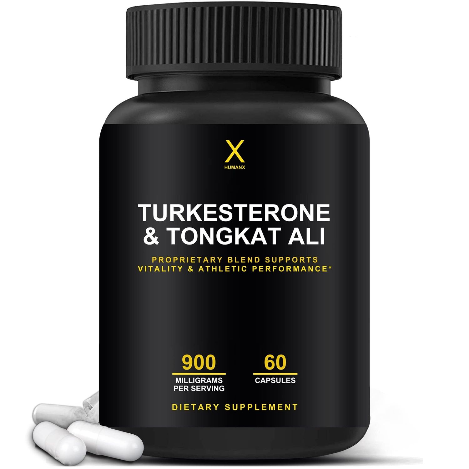 HUMANX Turkesterone &amp; Tongkat Ali 900mg - Supports Energy, Stamina, and Muscle Recovery and Growth - Turkesterone Supplement - Tongkat Ali Supplement - Long Jack Extract (Eurycoma Longifolia)