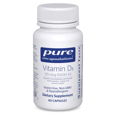 Pure Encapsulations Vitamin D3 125 mcg (5,000 IU) - Supplement to Support Bone, Joint, Breast, Heart, Colon, and Immune Health* - with Vitamin D - 60 Capsules