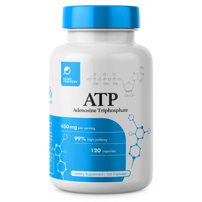 Prime Powders ATP Capsules - 120 Capsules - Adenosine Triphosphate Disodium - 400mg per Serving - Boost Energy Endurance Stamina