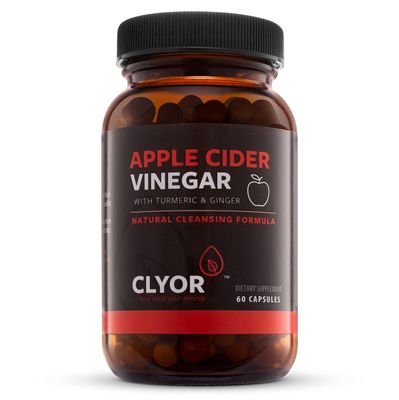 CLYOR Apple Cider Vinegar Pills | Detox, &amp; Cleanse with Turmeric &amp; Ginger | Healthy Digestion, Professional Strength Organic | 60 500mg ACV Vegan, Kosher | Made in The USA