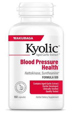 Kyolic Aged Garlic Extract + Nattokinase Suntheanine Blood Pressure Health Formula 109 (160 Capsules)