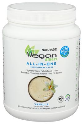 Vegansmart Naturade Plant Based Vegan Protein Powder - All-in-One Nutritional Shake Protein Blend - Gluten Free &amp; Non-GMO - Vanilla (15 Servings)