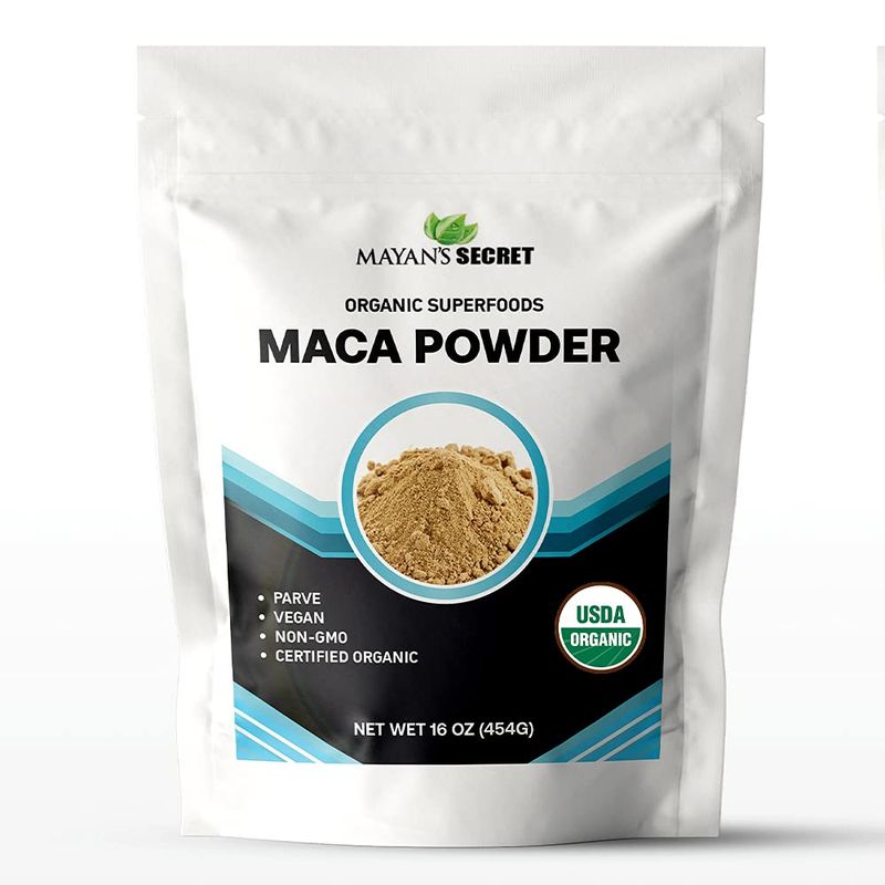 Mayan&#39;s Secret 16oz Maca Root Powder Organic USDA Certified Parve Non-GMO Vegan Superfoods for Breakfast, Smoothies, Baking &amp; Ice Cream