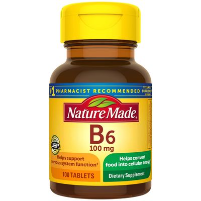 Nature Made Vitamin B6 100 mg Tablets, 100 Count for Metabolic Health