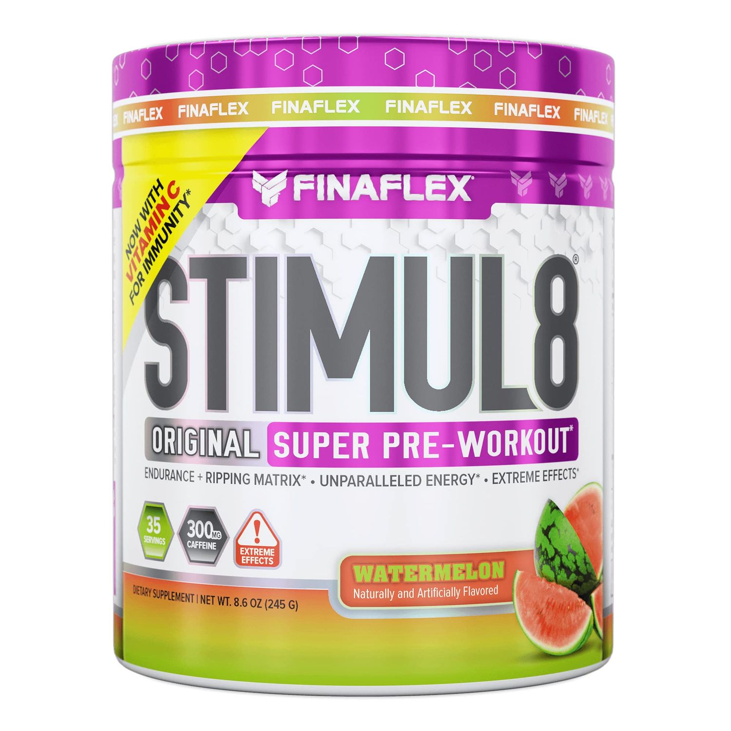 FINAFLEX STIMUL8 Original Super Pre-Workout, Watermelon - Energy, Strength &amp; Endurance for Men &amp; Women - with Caffeine, Beta-Alanine &amp; Vitamin C - 35 Servings