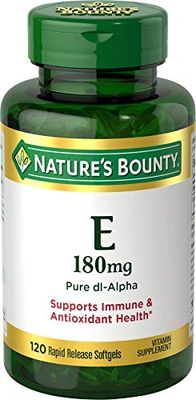 Nature&#39;s Bounty Vitamin E Pills and Supplement Softgels, Supports Antioxidant Health, 400iu, Multi, 180 mg, 120 Count (Pack of 1)