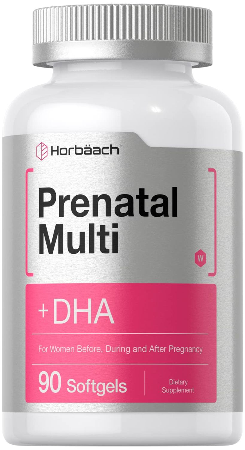 Horbach Women&#39;s Prenatal Multivitamin with DHA, Iron and Folic Acid | 90 Softgels | Non-GMO &amp; Gluten Free