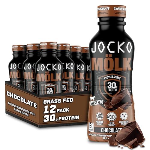 Jocko Mlk 30g Grass Fed Protein Shakes - No Added Sugar Protein Drinks KETO Friendly - Ready to Drink 12 FL Oz (Pack of 12) Chocolate