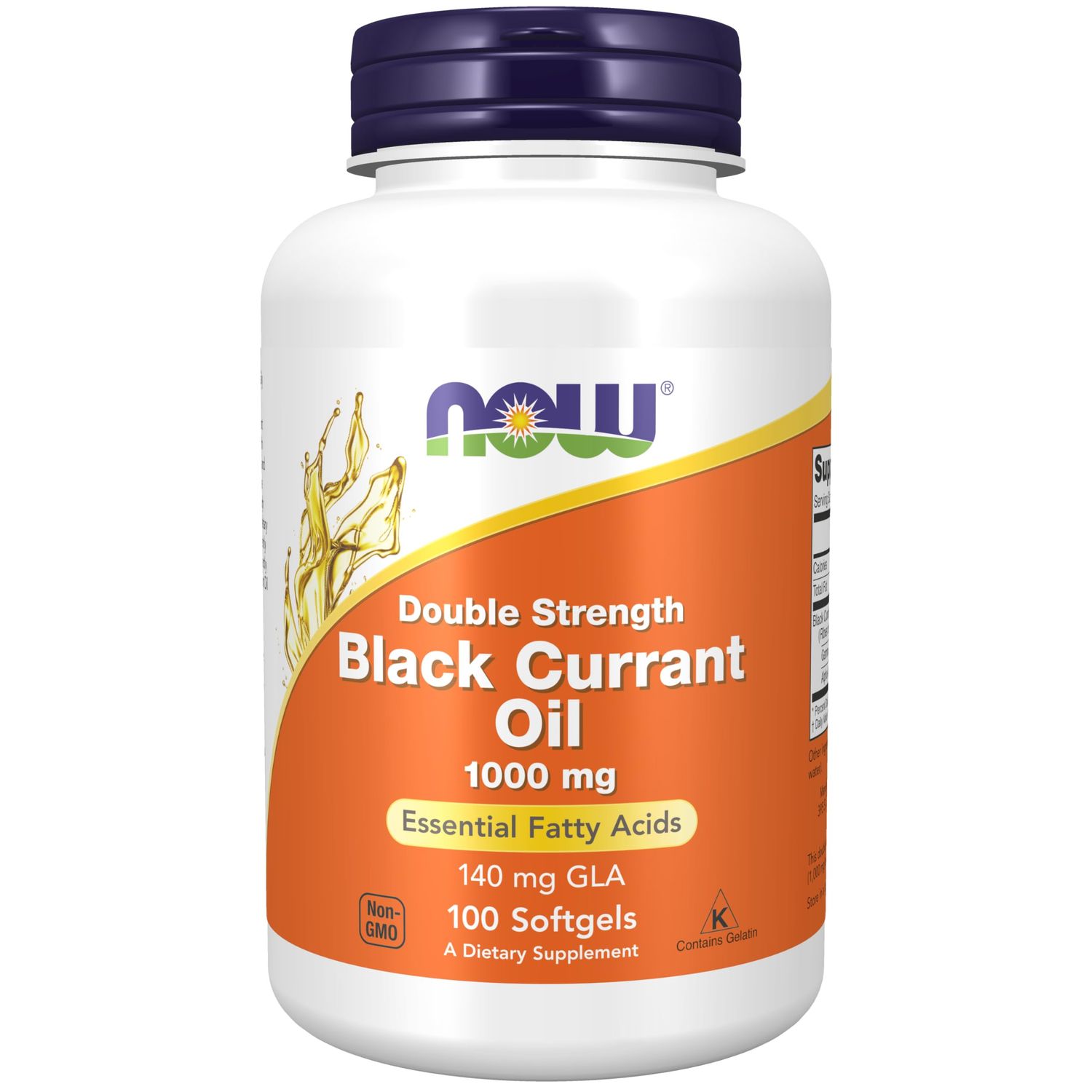 NOW Foods Supplements, Black Currant Oil 1000 mg Double Strength with 140mg of GLA (Gamma-Linolenic Acid), 100 Softgels