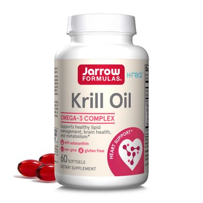 Jarrow Formulas Krill Oil - Phospholipid Omega-3 Complex with Astaxanthin - 60 Softgels - 30 Servings - Supports Lipid Management, Metabolism, Brain &amp; Heart Health - EPA &amp; DHA - Gluten Free - Non-GMO