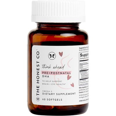 The Honest Company Think Ahead Pre + Postnatal DHA Supplement | NSF-Certified, Non-GMO | 60 Count Softgels