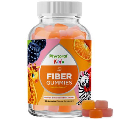 Natural Prebiotic Fiber Gummies for Kids - Chicory Root Fiber Gummy Vitamins for Kids to Ease Constipation Immune Support and Digestive Support - Delicious Kids Fiber Gummies and Prebiotic Supplement