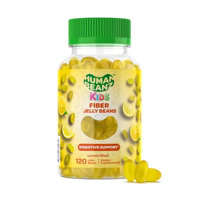 Human Beanz Fiber Jelly Bean Gummies for Kids, Fiber Supplements for Digestive Health, Vegetarian Fiber Gummy 120 Jellybeans