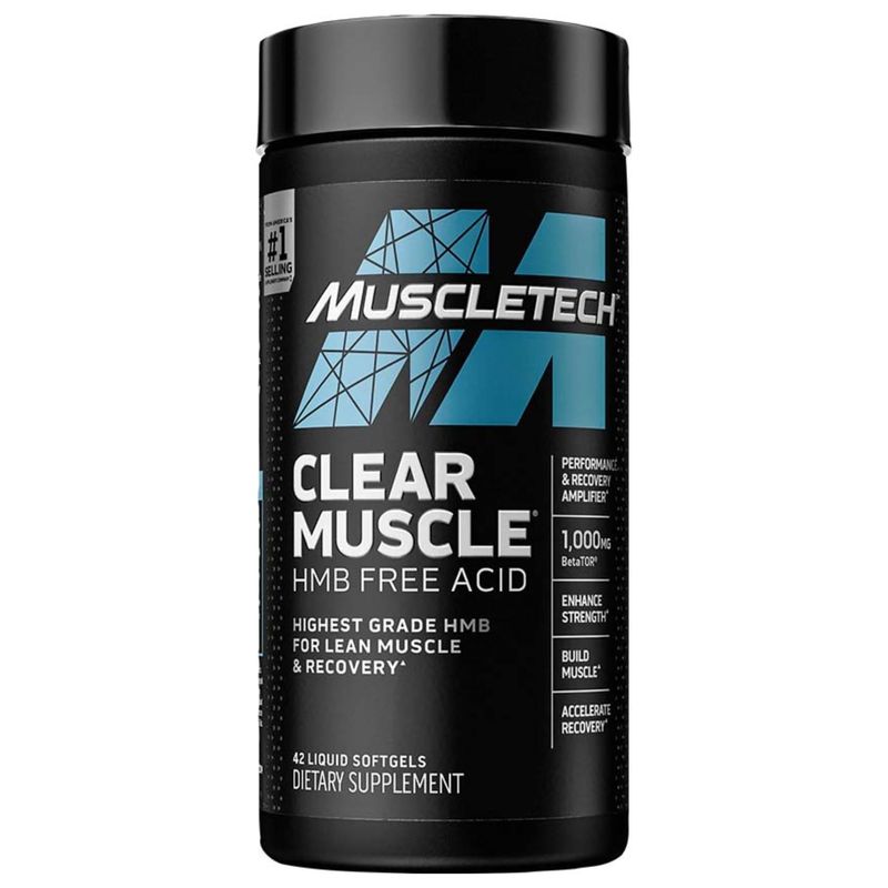 Muscletech HMB Supplements 1000mg, Clear Muscle (42 Liquid Softgels) - Highest Grade HMB for Lean Muscle &amp; Recovery - HMB Free Acid Muscle Supplement - Help Decrease Muscle Breakdown