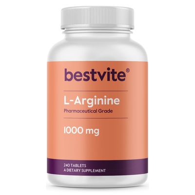 BESTVITE L-Arginine 1000mg per Tablet (240 Tablets) containing 20% More Pure L-Arginine as Compared to L-Arginine HCL Products