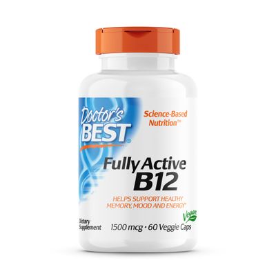 Doctor&#39;s Best Fully Active B12 1500 mcg, Non-GMO, Vegan, Gluten Free, Supports Healthy Memory, Mood and Circulation, 60 Count