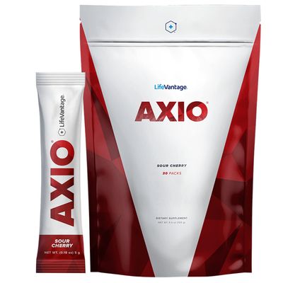 AXIO Regular Energy Drink Powder, Sour Cherry, 30 Packets, Instant Energy Powder, Energy Supplement in a Drink Mix, w/B Vitamins, DMAE, L-Theanine, Quercetin, Green Tea &amp; Pine Bark Extract