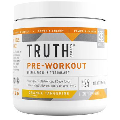 Truth Nutrition Pre Workout Powder - Natural PreWorkout for Men & Women, Vegan BCAA Amino Energy Powder, Keto Friendly - No Artificial Flavors, Sweetners or Dyes (Orange Tangerine)