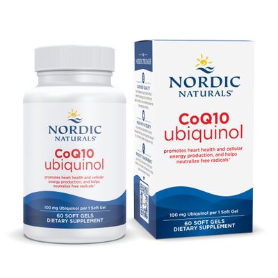 Nordic Naturals Nordic CoQ10 Ubiquinol - 60 Mini Soft Gels - 100 mg Coenzyme Q10 (CoQ10) Ubiquinol - Heart &amp; Brain Health, Cellular Energy Production, Antioxidant Support - Non-GMO - 60 Servings
