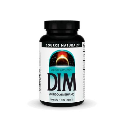 Source Naturals DIM, Diindolylmethane 100mg with BioPerine, Vitamin E &amp; More - 120 Tablets