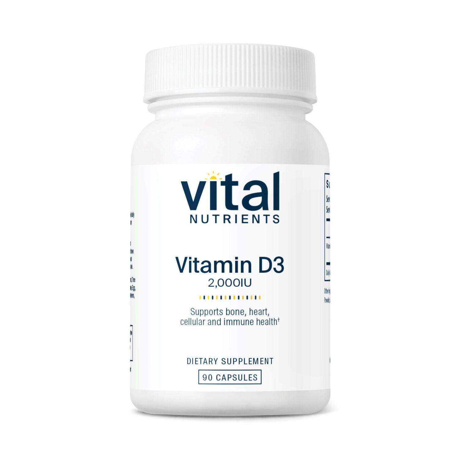 Vital Nutrients Vitamin D 2000 IU | Vitamin D3 Supplement | Healthy Bones, Teeth, Muscles*| Cellular &amp; Immune Function | Calcium Absorption | Gluten, Dairy and Soy Free | 90 Capsules