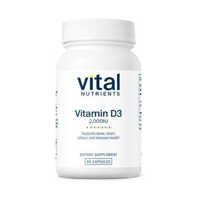 Vital Nutrients Vitamin D 2000 IU | Vitamin D3 Supplement | Healthy Bones, Teeth, Muscles*| Cellular &amp; Immune Function | Calcium Absorption | Gluten, Dairy and Soy Free | 90 Capsules