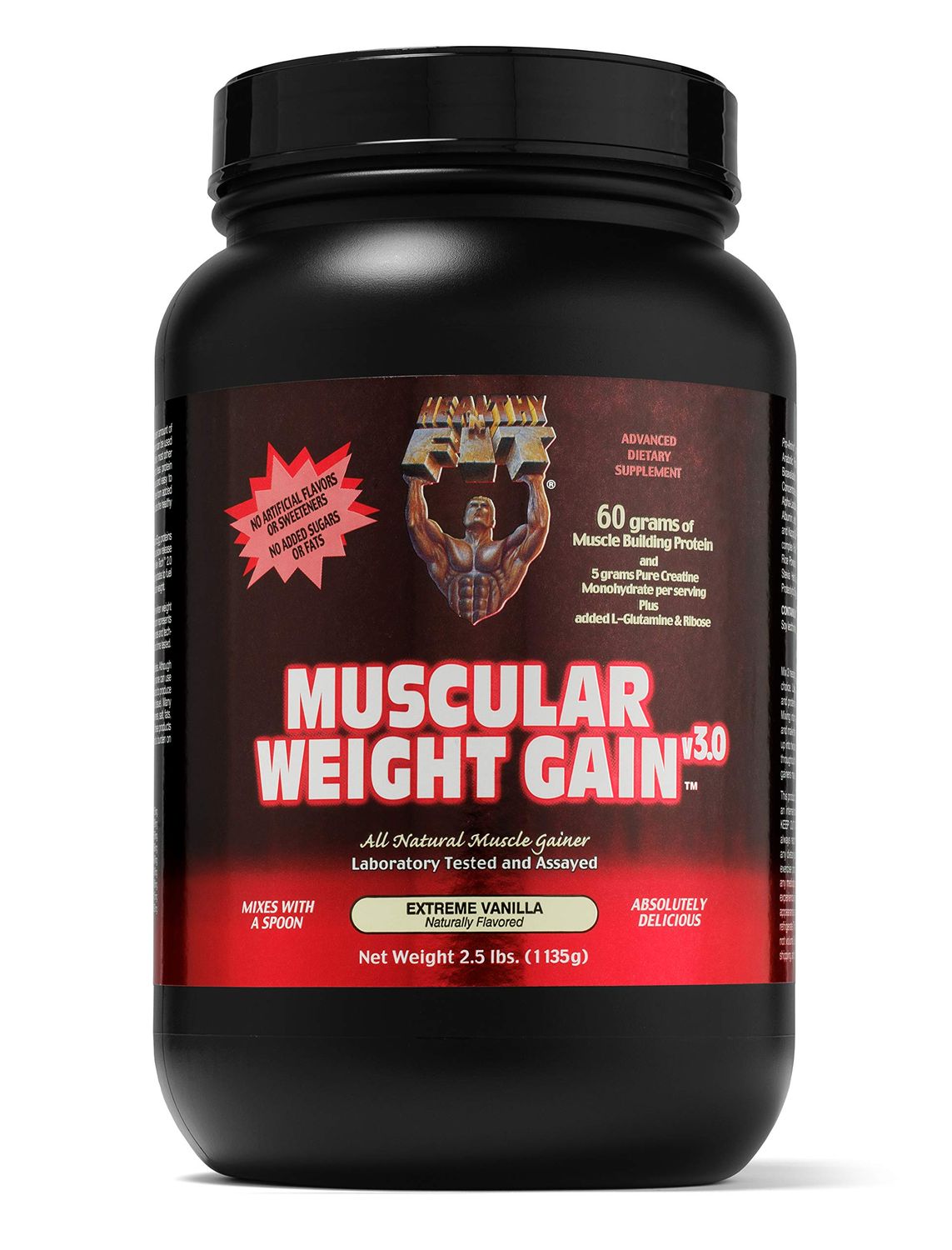 Healthy &#39;N Fit Muscular Weight Gain v3.0- Natural Vanilla (2.5lb): Highest Protein Gainer- Only protein builds muscle. From America&#39;s #1 Brand in Supplements Technology and Purity.