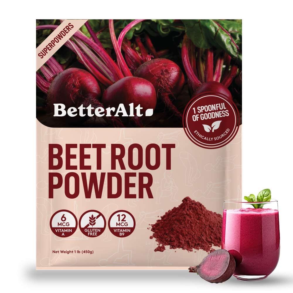 Better Alt Beet Root Powder - 16oz, 100% Natural Nitric Oxide Booster, Beet Juice Powder, Superfood for Healthy Heart, Beets Powder Supplement, Beetroot Powder, 112 Servings,1lb