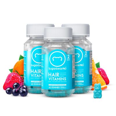 Sugarbear Hair Vitamin Gummy 6 Month Supply Extra Strength Biotin 6000mcg, Growth for Men &amp; Women, Vegan Vitamin B12, MSM, Inositol, Omega 3, Elderberry, Certified Kosher, Halal, Cruelty-Free