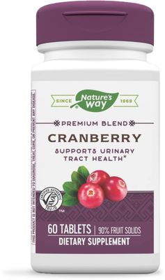 Nature&#39;s Way Premium Blend Cranberry, Urinary Tract Health Support* Supplement with Vitamin C, 60 Tablets