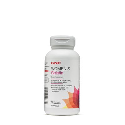 GNC Women&#39;s Gelatin Supplement |Supports Healthy Hair, Skin and Nails |Natural Collagen Source | 60 Capsules