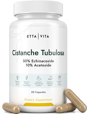 Potent Cistanche Tubulosa Capsules (500 mg) Stress Response, Mood & Cortisol Support (2X Potent 50% Echinacoside/10% Acetoside) Hormonal Balance for Men & Women - Cistanche Supplement, Powder Extract