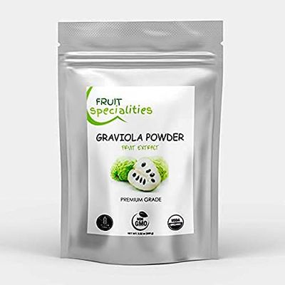 Graviola (Soursop) Organic Fruit Powder, All-Natural Pure Graviola Fruit Powder, Annona Muricata Guanabana (3.52 oz)
