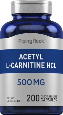 Piping Rock Acetyl L-Carnitine 500mg | 200 Capsules | HCL Supplement | Non-GMO, Gluten Free