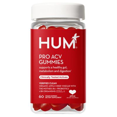 HUM Pro ACV Gummies -100% Organic Apple Cider Vinegar with The Mother, Probiotics for Digestive Health &amp; B12 for Metabolism Support (60 Count)