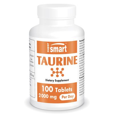 Supersmart - Taurine Supplement 2000mg per Day (High Strength) - Amino Acid - Sport Nutrition | Non-GMO &amp; Gluten Free - 100 Tablets