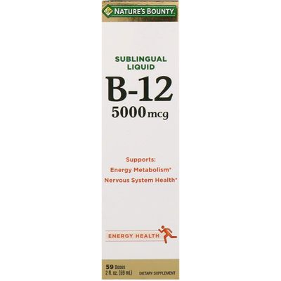 Nature's Bounty, Super Strength B-12, 5000mcg, 2 Oz (Pack Of 2)