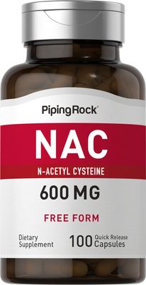 Piping Rock NAC Supplement N-Acetyl Cysteine | 600mg | 100 Capsules | Free Form Pills | Non-GMO, Gluten Free Supplement