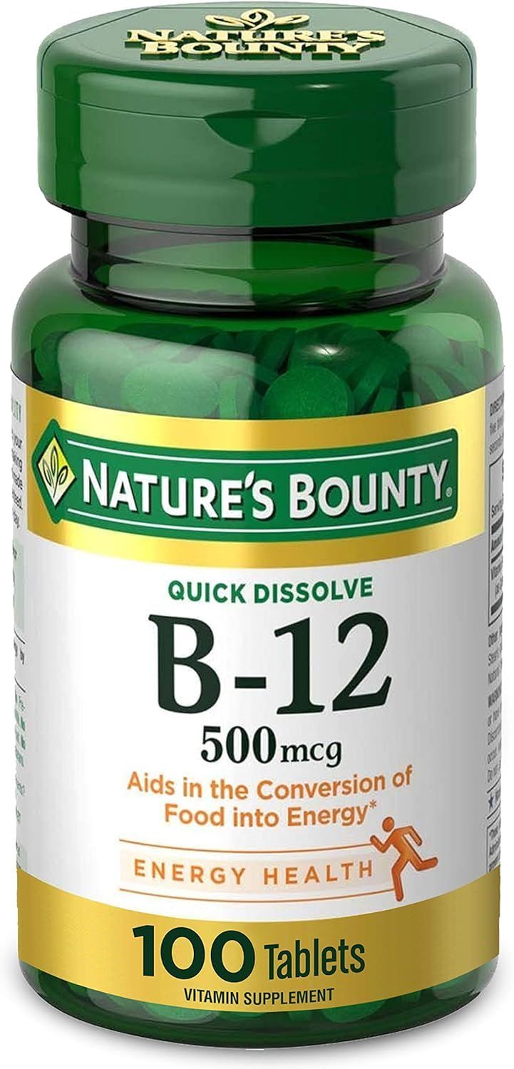 Natures Bounty Vitamin B-12 500 mcg, 100 Count (Pack of 2)