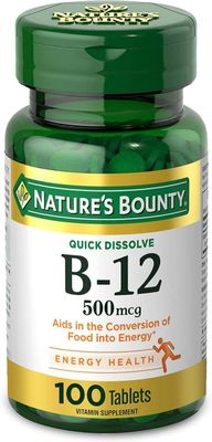 Natures Bounty Vitamin B-12 500 mcg, 100 Count (Pack of 2)