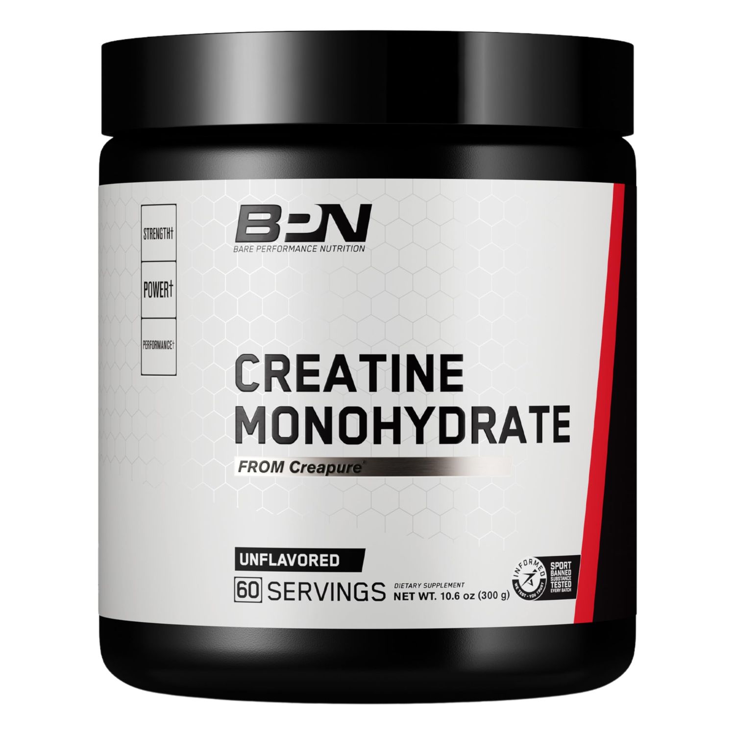 BARE PERFORMANCE NUTRITION, BPN Pure Creatine Monohydrate Powder by Creapure, 5g of Creatine per Serving, Supports Muscle Growth, Unflavored Creatine Powder, 60 Servings