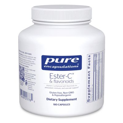 Pure Encapsulations Ester-C &amp; Flavonoids - Vitamin C Supplement for Antioxidants - Immune &amp; Vascular Support* with Calcium &amp; Rutin - Gentle on Digestion - Vegan &amp; Non-GMO - 180 Capsules