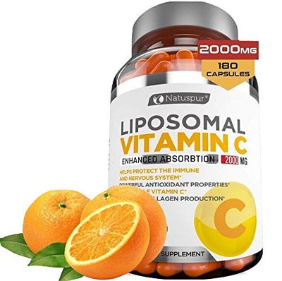 Premium Liposomal Vitamin C 2000mg - 180 Capsules -Ultra Potent High Absorption Ascorbic Acid, Supports Immune System &amp; Collagen Booster - Powerful Antioxidant High Dose - Fat Soluble