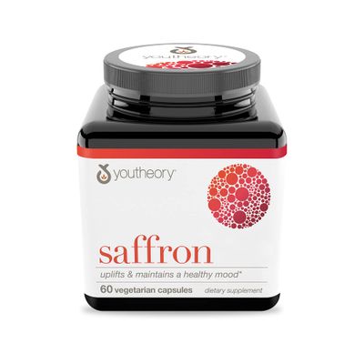 Youtheory Saffron - Vegan Energy Supplement for Men &amp; Women* - Contains Rhodiola Rosea &amp; Ashwagandha - Dairy, Soy &amp; Gluten Free - 60 Vegetarian Capsules