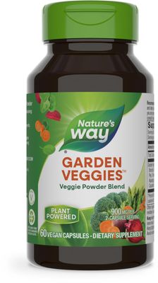 Nature&#39;s Way Garden Veggies, Veggie Powder Blend, 900 mg per 2-Capsule Serving, 60 Vegan Capsules (Packaging May Vary)