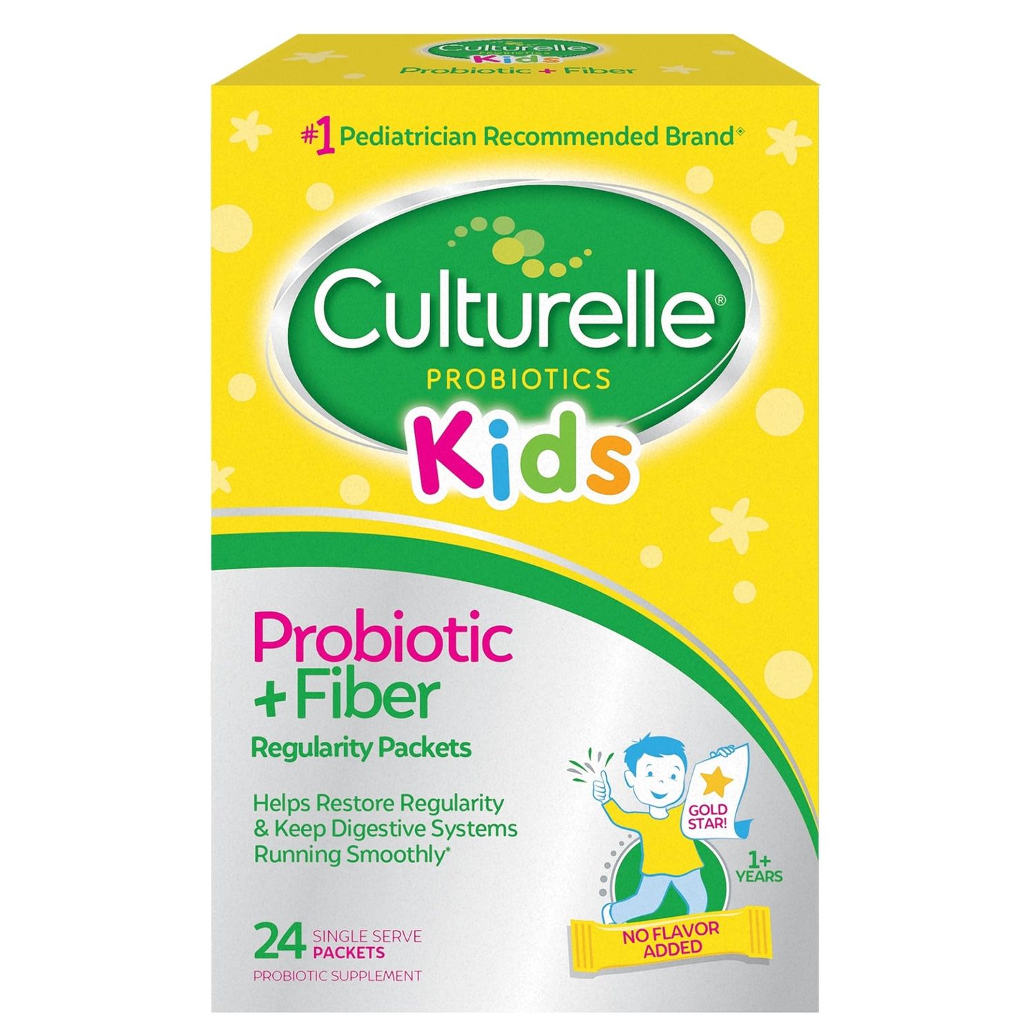 Culturelle Kids Probiotic + Fiber Packets (Ages 1+) - 24 Count - Digestive Health &amp; Immune Support - Helps Restore Regularity (Packaging may vary)