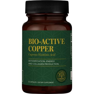 Global Healing Bio-Active Copper Supplement Cu1 - Cuprous Nicotinic Acid Helps Detox Body from Within - Supports Immune System &amp; Red Blood Cell - Niacin Vitamin B3 Chelated Copper - 30 Capsules