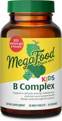 MegaFood Kids B Complex - B Complex Vitamin Supplement, 8 B Vitamins - Vitamin B6, Vitamin B12, Folate, Biotin &amp; More, Supports Cellular Energy Production, Vegetarian, Gluten Free - 30 Mini Tablets
