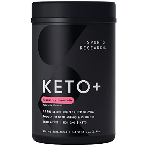 Sports Research Keto Plus Exogenous Ketones with goBHB - 30 Servings | Keto Electrolyte Powder for Hydration, Energy, Focus &amp; Ketosis | Keto Certified, Vegan Friendly (Raspberry Lemonade)