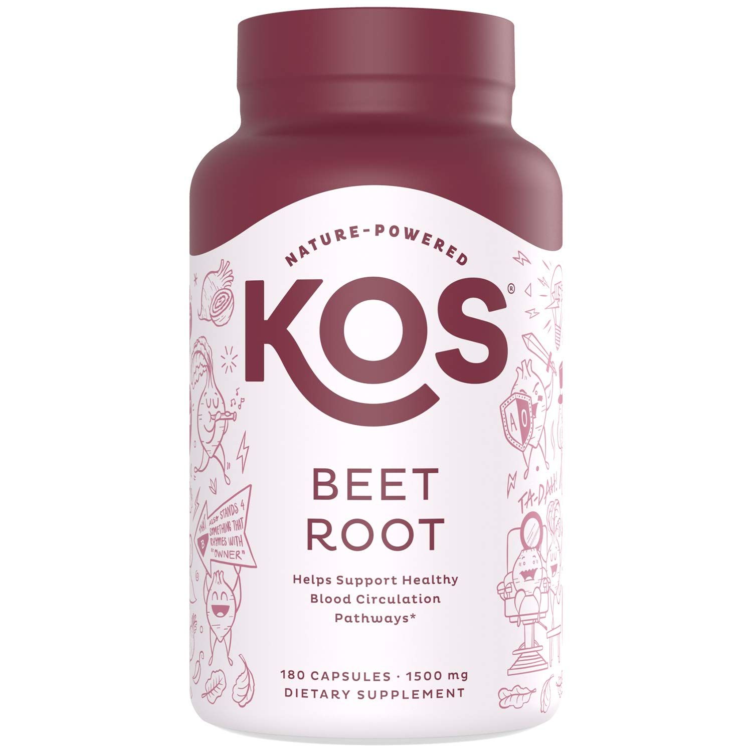 KOS Organic Beet Root Capsules 1500mg - Superfood Powder - Supports Healthy &amp; Active Lifestyle - 180 Capsules